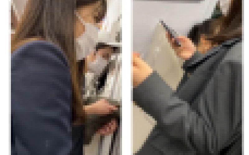 ２名のJK風制服美女の接近エロ過ぎるミニスカ生脚102