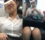 (電車対面）(顔出し)エッチな体を持て余してそうな…リクスー女子大生さんの豊満なボディを観察しちゃいます!!