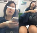 (電車対面）(顔出し)短めタイトスカートで攻めるセミロング美人人妻OLさん…無防備なお姿を観察してみました!!