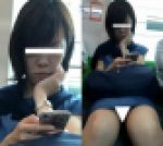 (電車対面）(顔出し)涼しそうなワンピースをお召になった休日のOLさん…くぱぁ～っとひらいちゃったパンストあんよの間を観察してみ