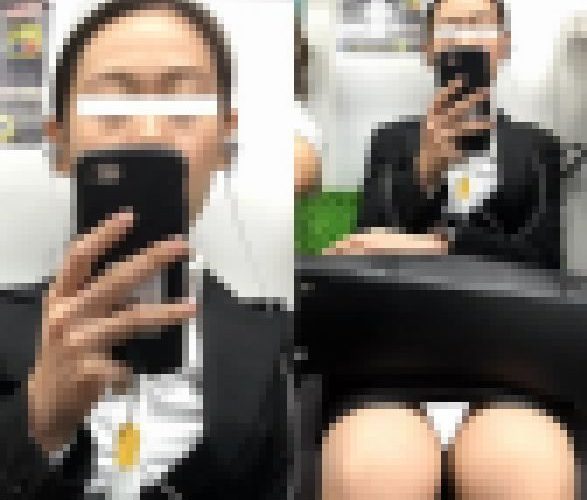 (電車対面）(顔出し)リクルート女子大生さんの…無防備な▼ぞーんを超近距離接写で観察してみました!!