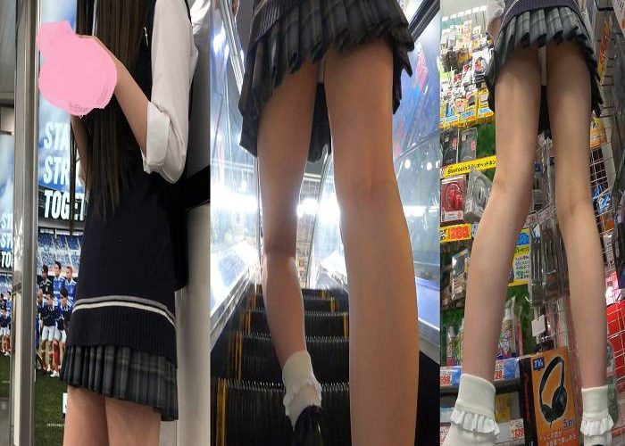 【斜め正面P】買い物中のJKを低空飛行で追いかける