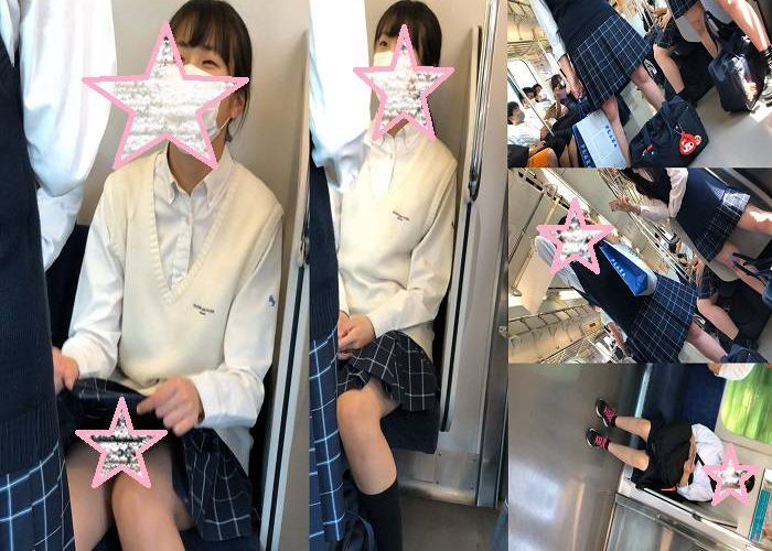 【清楚JK】スカート持ち上げて大サービス