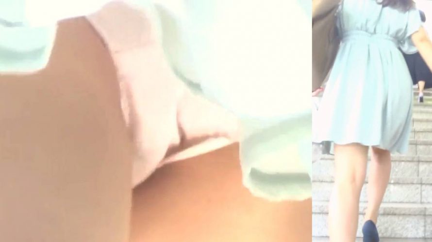 [★新作]パンチラ盗撮 OLさん ピンクパンツにナプキン付き