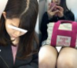 (電車対面）(顔出し)つやつや黒髪ロングヘア女子大生さん…ミニタイトスカートで攻めるご様子を観察してみました!!