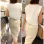 【白タイトスカート透け尻】フルバックエロデカ肉尻パンティーラインを変態男に魅せびらかす！【473】