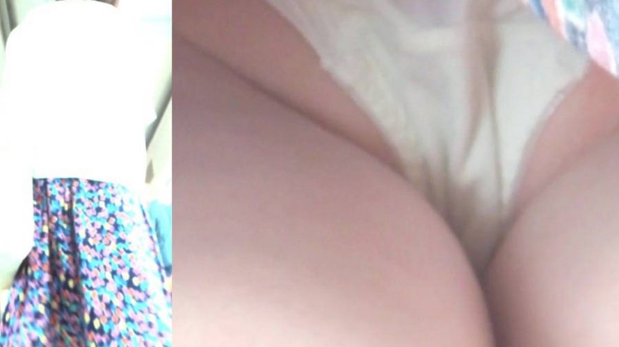 パンチラ盗撮 OLさん 白パンツを左右から襲撃