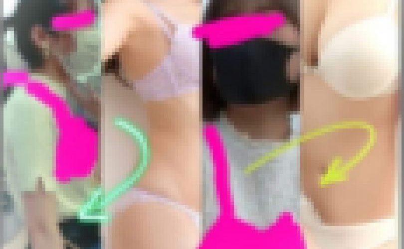 おっぱ◯くっきり！透けブラ女子◯生さんの会話◯聴、下着予想～、、