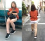 ショートパンツから伸びる白くてむっちりした生脚がエロいお姉さん（其の三）