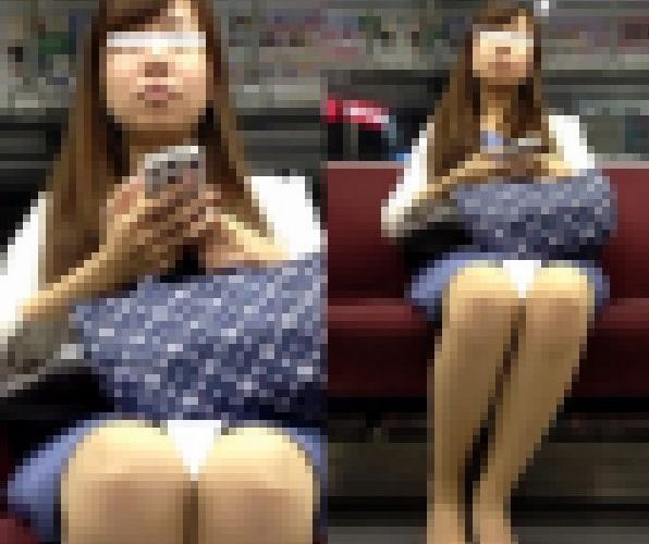 (電車対面）(顔出し)ビビットなパープルのワンピースをお召になった…清楚な感じのOLさんを観察してみました!!