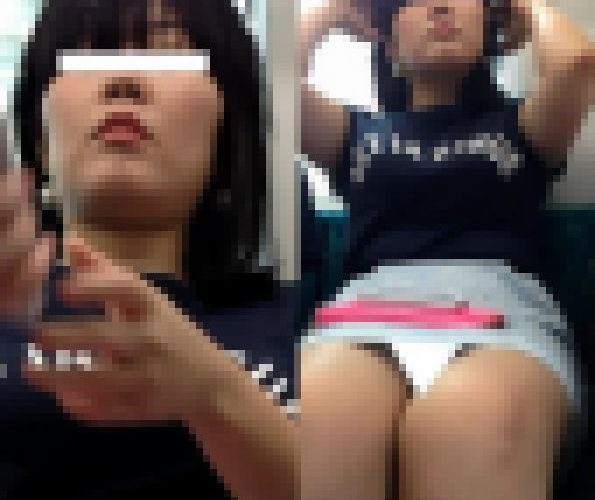 (電車対面）(顔出し)えっちな豊満ボディを持て余すロングヘアOLさん…ミニタイトの無防備な▼ぞーんを観察してみました!!