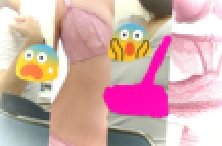 見えた～！！ピンク極太レ～スブラ！モロ透けおっぱい女子◯生さん！