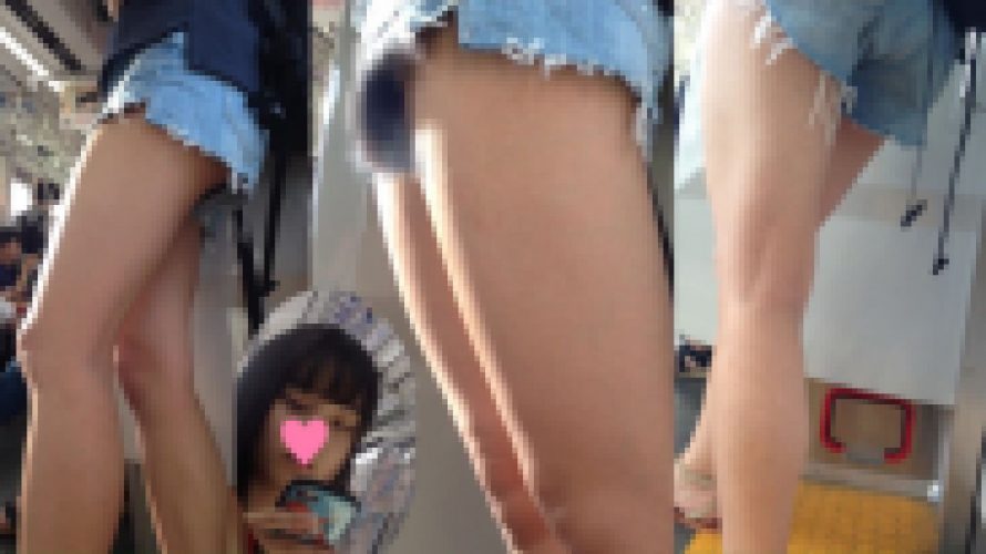 エグい…可愛い顔して股間見せつけショーパンJK?