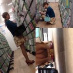 顔出しパンストお姉さん本屋で立ち読みしゃがみ読みを棚の下からスマホで直撮り盗撮
