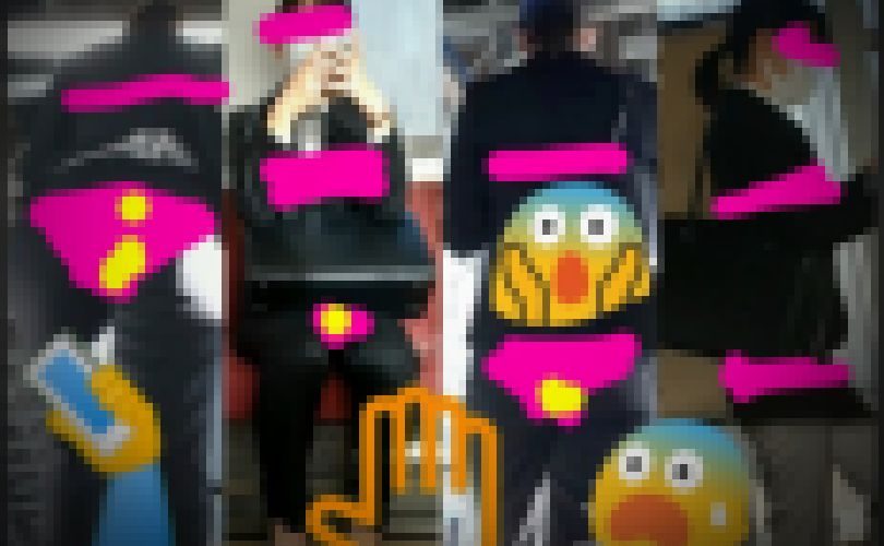 パンツスーツのしゅ～かつ女子大生さんお尻ズーム、、盗○バレ！！