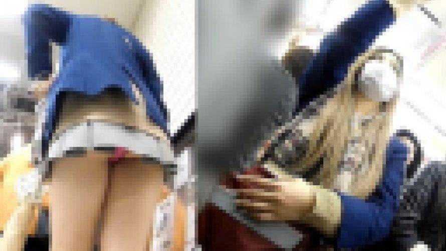 【顔モザイク無】FHD_絵に描いたようなミニスカギャルJK　～駅構内で遭遇！ビッチなJKの激エロピンクＰパンチラ～