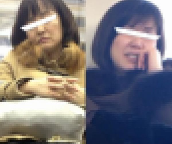 (電車対面）(顔出し）お高級感漂うお洋服をお召になっていらっしゃる熟な人妻さんの…けしからん黒パンストあんよを観察してみました!