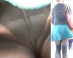 パンチラ盗撮 OLさん 黒タイツの中の黒パンツ超接近撮影