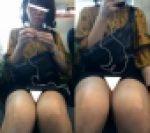 (電車対面）(顔出し）黒のミニタイトスカートから美味しそうなふとももちゃんをむき出しにする…女子大生さんを観察してみました!!