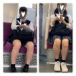 2名のJK風制服美女の対面エロ過ぎるミニスカ生脚130