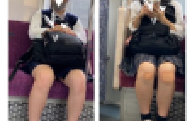 2名のJK風制服美女の対面エロ過ぎるミニスカ生脚130