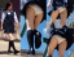 【顔アリ】風にめくられ白パンツお尻が丸出しになる美少女学生の可愛いパンチラ盗撮