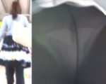 パンチラ盗撮 OLさん 黒タイツの中は白パンツ