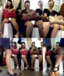 (電車対面）(顔出し）悩まし過ぎる…ミニスカ女子大生さんの生足あんよ…結婚式パーティー帰りのOLさんのパンストあんよを観察してみ