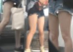 [4K動画][顔出し]短パンの女神３人、全員文句なしにかわいい、全員隙間から見えてます[多人数][ドアップあり]電車からの風景～