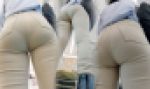 【尻ＨＤ】ベージュのパンツに喰い込みまくったパンティーのラインが丸出し…なお姉さんｗ
