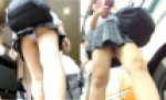 【顔モザイク無】FHD_学校帰りのバス停で遭遇！可愛いポニテJKを追い撮り　～薄紫色のサテンＰパンチラ～