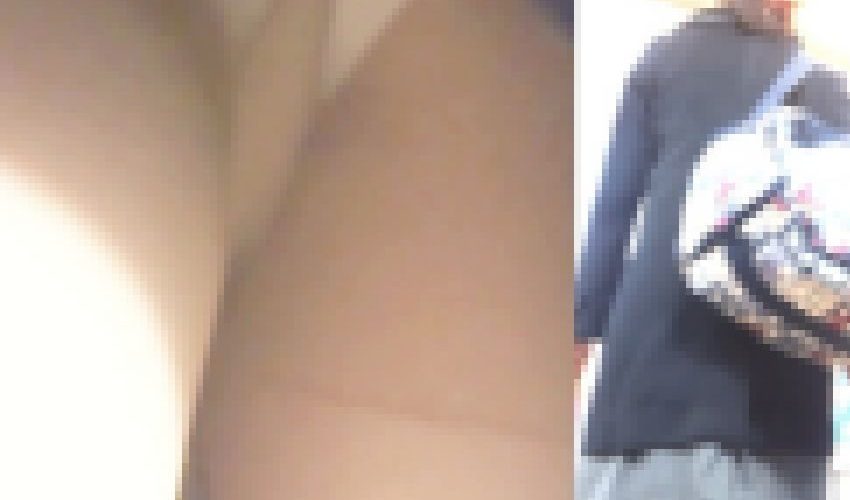 パンチラ盗撮 OLさん 白パンツを2度も後方から追いかけ撮り