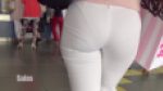 【FHD高画質】縁レースのパンツラインがクッキリ 白タイトパンツ