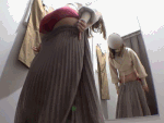 【赤パンOLの試着室】☆デカ尻美乳ボディを全裸でチェックするお姉さん！