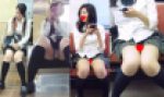 《電車2本セット》パンツ丸見え女子学生の対面モロパンチラ動画セット（FHD）
