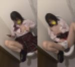 デパートのトイレでこっそりオナニーしちゃうJK?