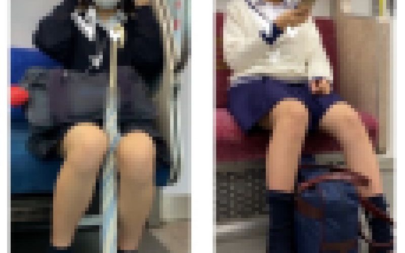 2名のJK風制服美女の対面エロ過ぎるミニスカ生脚175