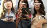 (電車対面）(顔出し)若奥様にチャレンジ…お上品な感じの…タイトスカートをお召になった…3人の若奥様の無防備なお姿を観察してみま