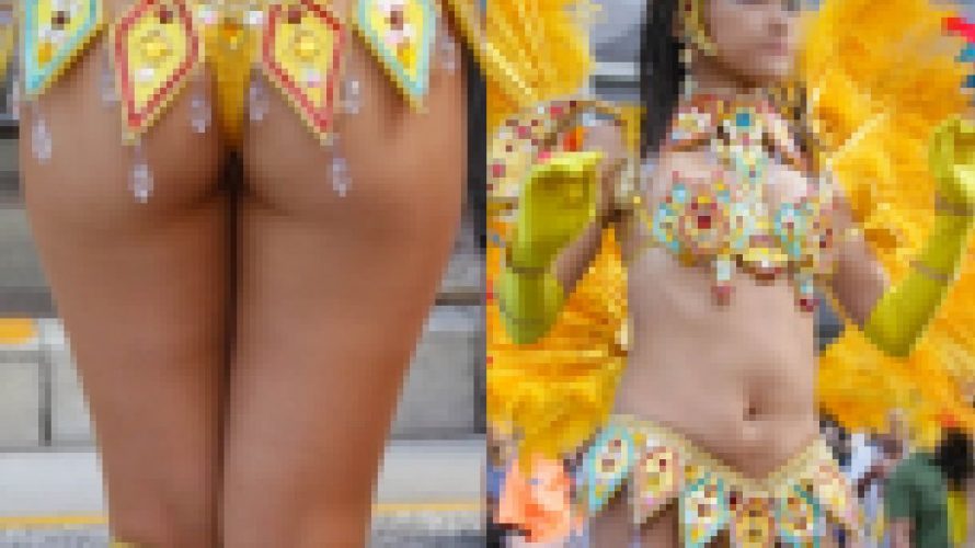 【写真】むっちり股間に食い込む黄金極小タンガ！野性味溢れるセクシーサンバダンサー　高画質221枚！