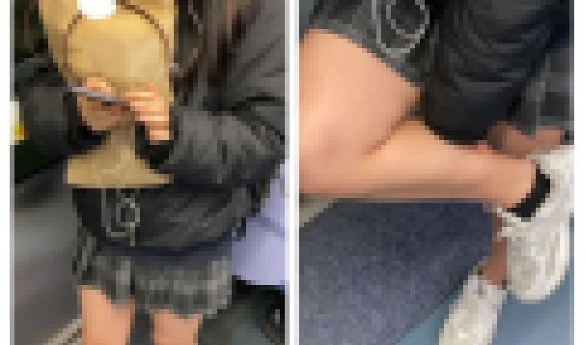 立ちJK風制服美女のエロ過ぎるミニスカ生脚210