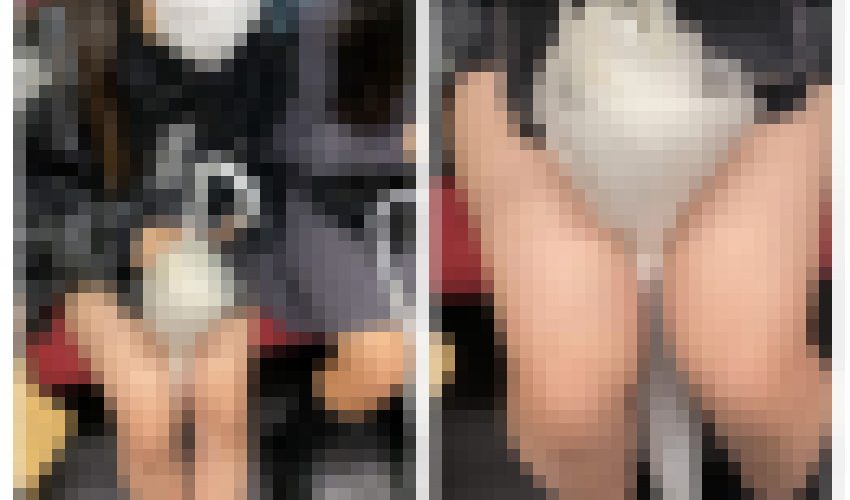 JK風私服美女の真上からのエロ過ぎるミニスカ生脚219