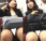 (電車対面）（顔出し）えろえろなミニタイトをお召になってふとももをくぱぁ～っとひらく…2人組のOLおねいさんを観察してみました!