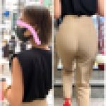 【時間が残念OL尻⑤】ギャル系のスレンダーヒップ。クッキリパンティラインのクロッチが見え過ぎでエロい【572】