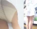 パンチラ盗撮 OLさん 白パンツを電車内で無理やり撮影