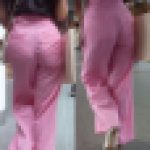 長身スレンダーなハイウエストパンツの巨尻＊ワイドパンツが巨尻過ぎてパツパツ♪歩くたびにケツ肉をタプタプさせるイヤラシイお姉さん