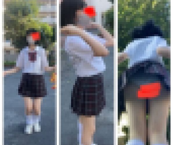 清楚系赤チェ娘のストライプパンツ