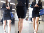 【働くオンナ】☆スリットスカート越しのムチケツ!!