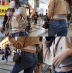 腰チラ・へそチラまでサービス満点のジーンズ尻