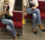 【対面フェチ】ピタパンデニムとパンプス。【脚・靴】