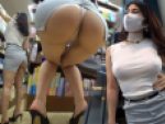 【マスク顔出し 超高画質】【前編】ノーブラ乳首とエグい下着の激食い込みを披露する美人OL!!アナルくぱぁまでも!!